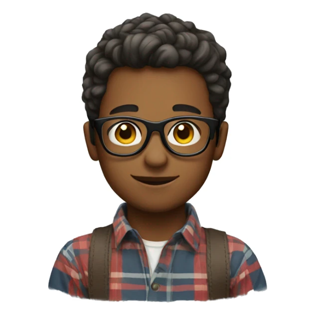 boy in plaid with glasses sticker