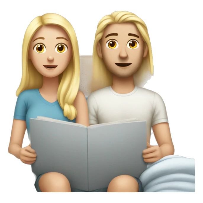 White Couple watching movies in bed sticker