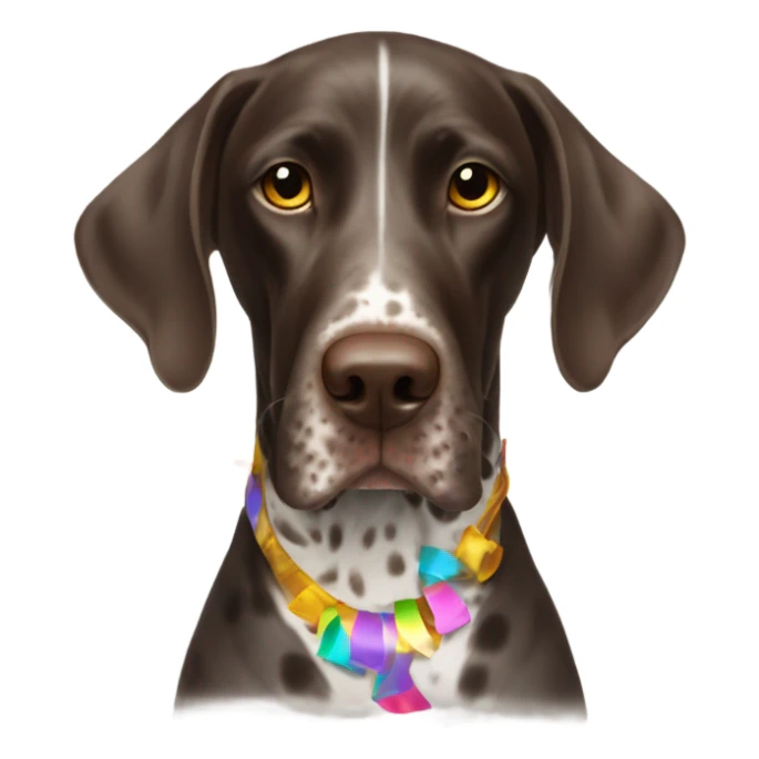 German shorthair with party horn and confetti sticker