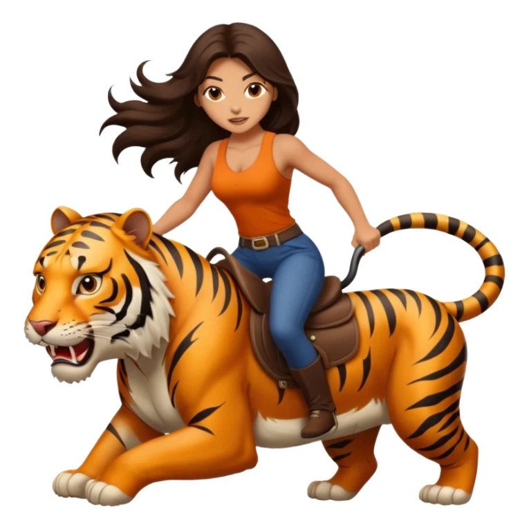 Super sexy long haired brunette riding large mean ferocious tiger sticker