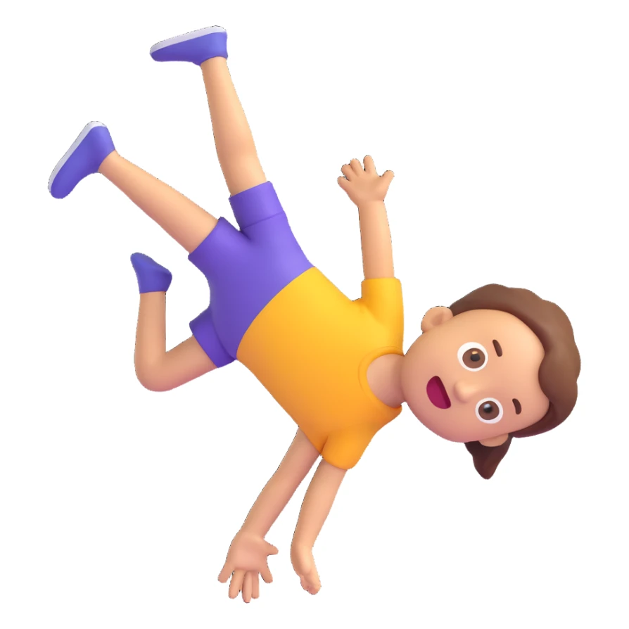 a child doing a backflip, 3D emoji style sticker