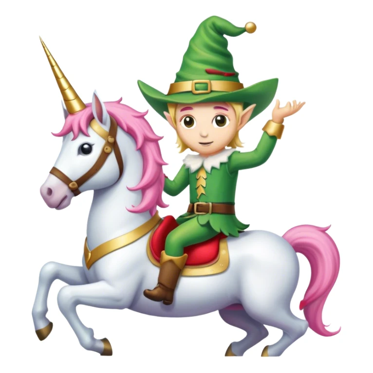 A Christmas elf with cowboy hat on top of a unicorn sticker