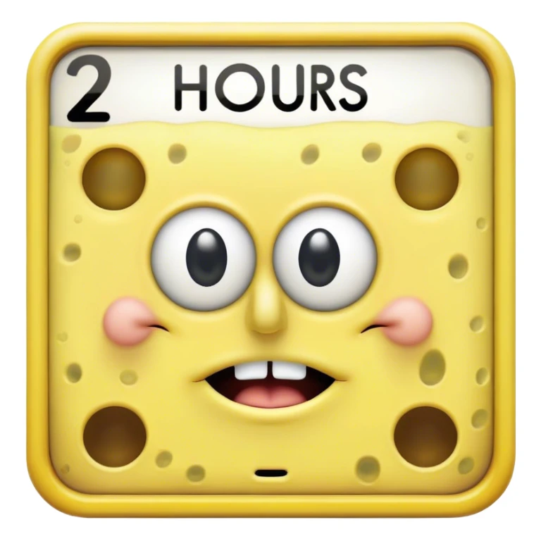 Create a sign that said 2 hours later with SpongeBob on it  sticker