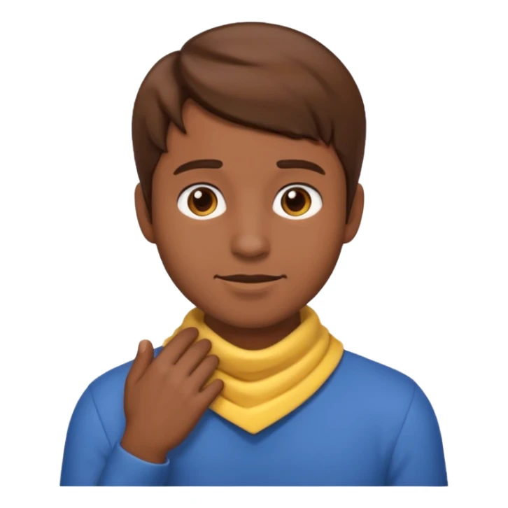 Emoji guy brown hair and hands around neck itself  sticker