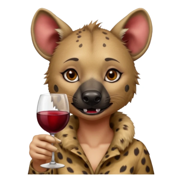female hyena with glass of wine sticker