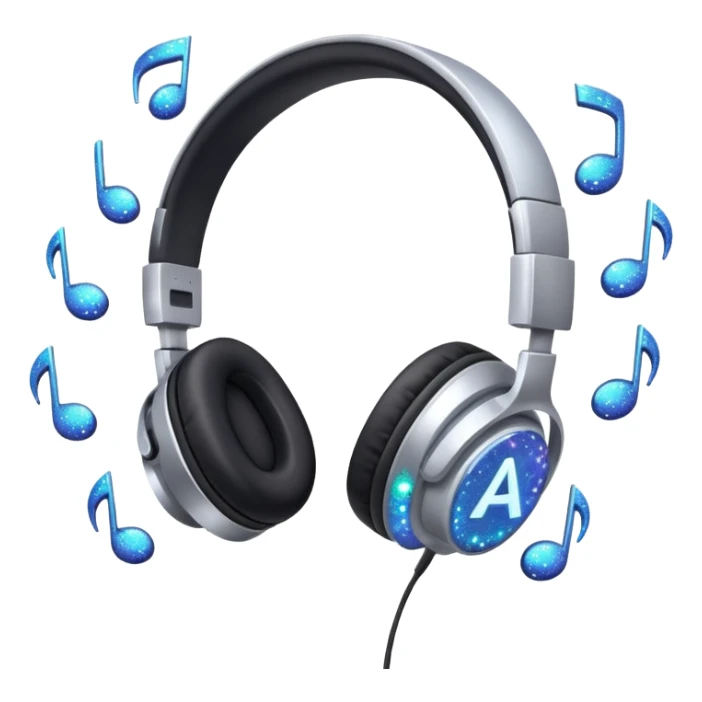 headphones with sparkles and AI letters sticker