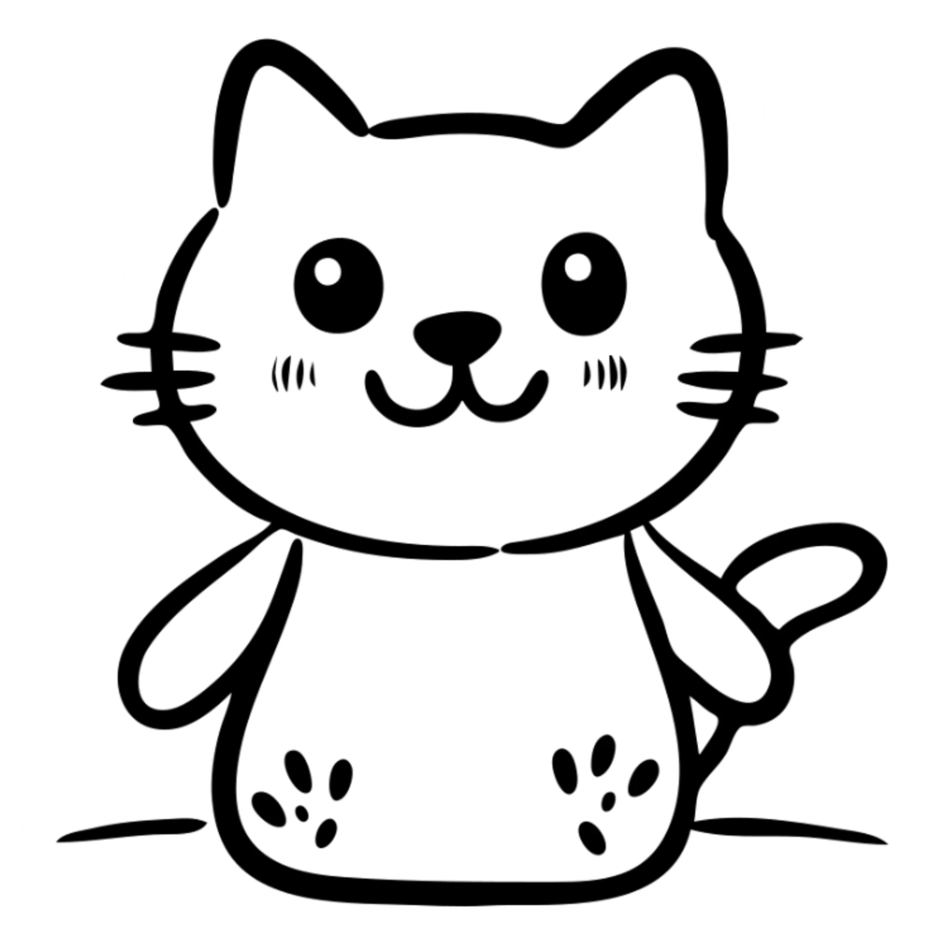custom cat character inspired by TenSquared server logo, black and white, happy emotion, hand drawn icon style sticker