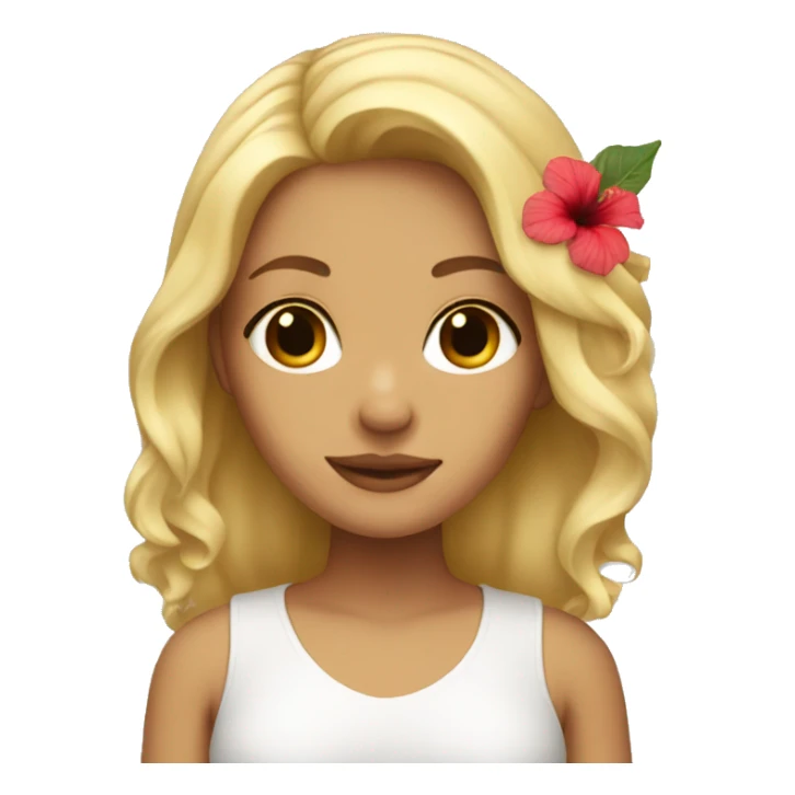 blonde girl with hibiscus in her hair sticker