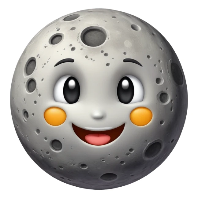 Mercury planet with a cute smiling face and crater details sticker