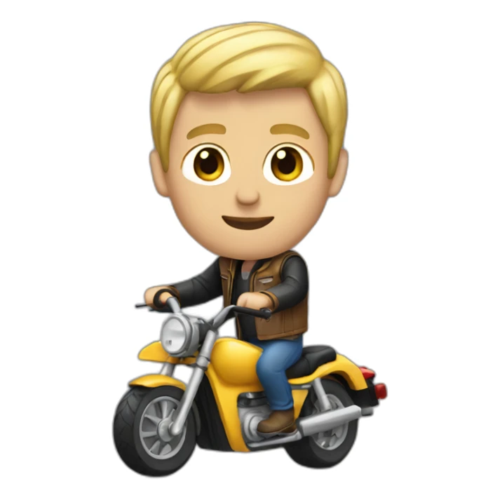 blonde man on motorbike sticker