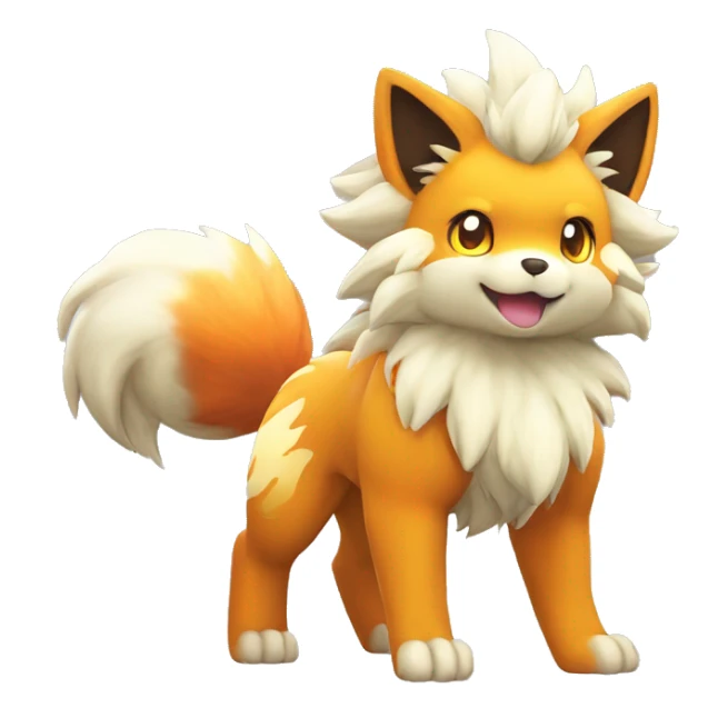 Colorful Shiny Kawaii Cute Arcanine—Vulpix-Fakémon-Pokémon full body sticker