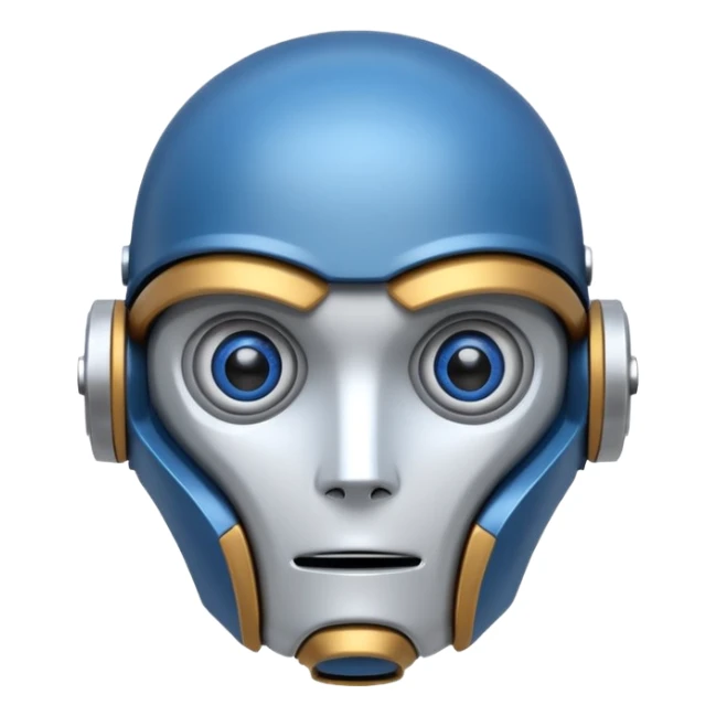 tête de robot cosmonaute bleu et blanc avec des yeux plié sticker