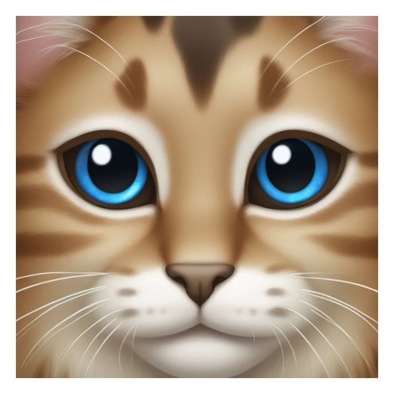 Cat with blue ocean eyes, with white, light brown and dark brown fur, and with black nose  sticker