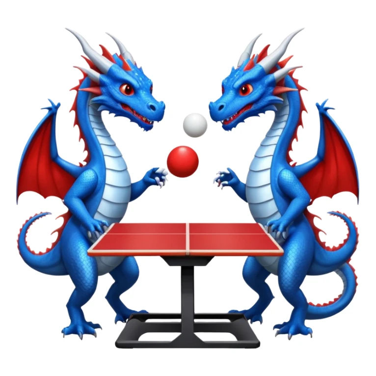 deux dragons qui jouent au ping pong sans la table sticker