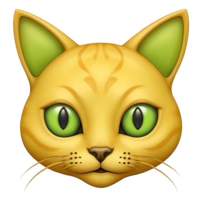 furless dark yellow alien cat face with green ailen eyes sticker