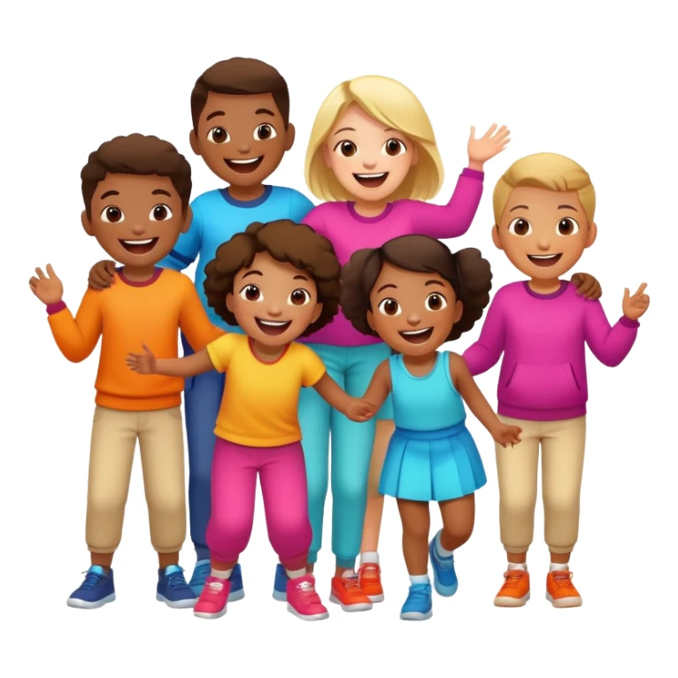 group of children laughing, fun and energetic sticker