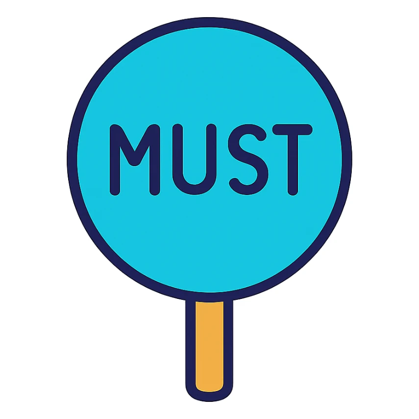 the road sign with the word must sticker