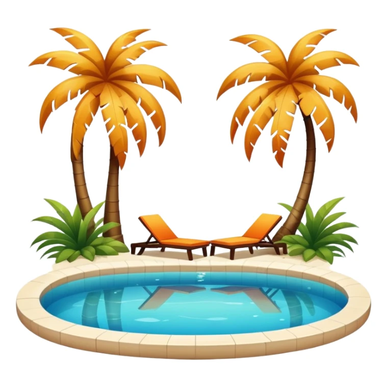 An lush warm-colored romantic pool with lush warm colors sticker