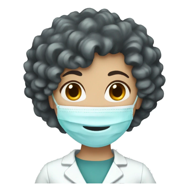 Dentist white woman curly dark hair  sticker