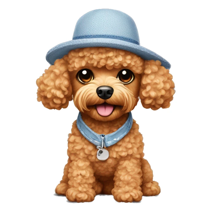 apricot toy poodle wearing a stitch hat  sticker