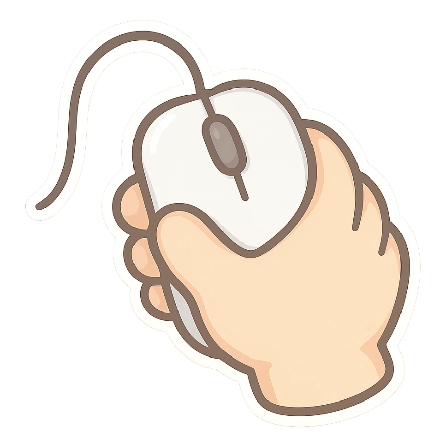 cute cartoon chibi style hand holding computer mouse sticker