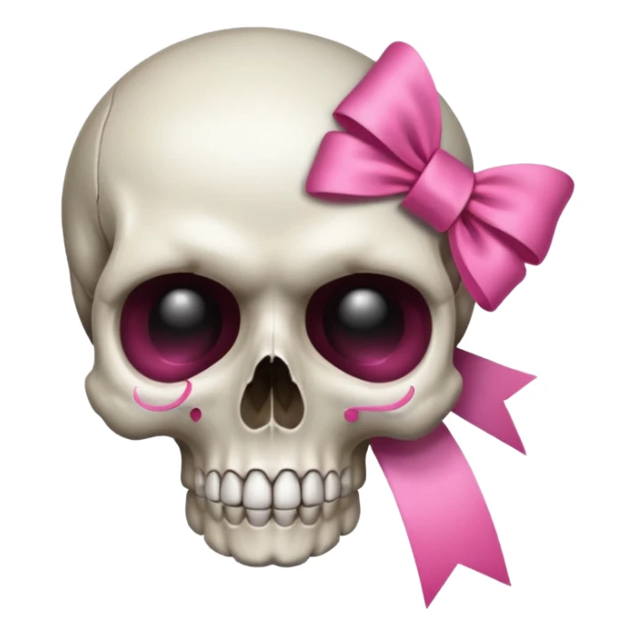 A skull with a small pink ribbon on the side of its head sticker