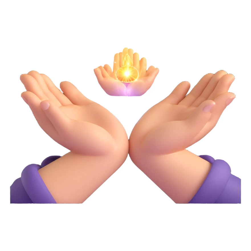 hands in meditation gesture with sparkles of energy sticker