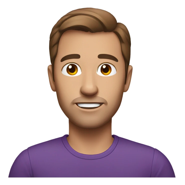man with brown hair and purple shirt sticker