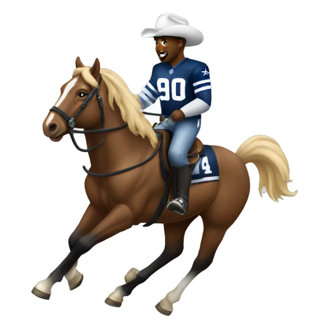 Dallas Cowboy player riding a pony sticker