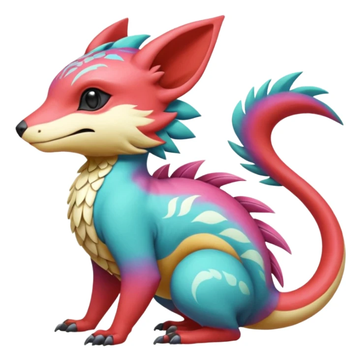  exotic gradients-colored tropical ornate Asian painted cyber-Sleuth-Loyd-Garmaddon-Litten-Linoone-Noibat-Fakémon-Pokémon-Vernid-creature sticker