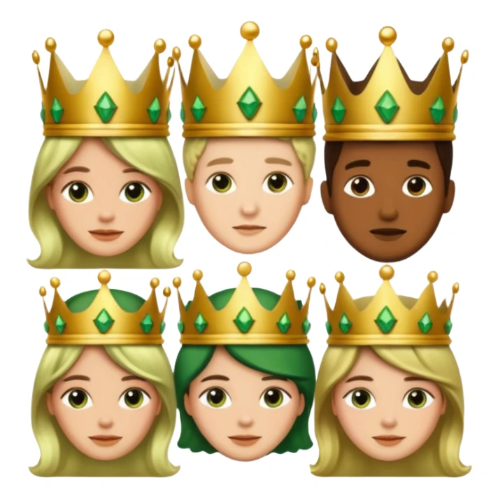 Several people with a crown that unites them with golden and green colours sticker