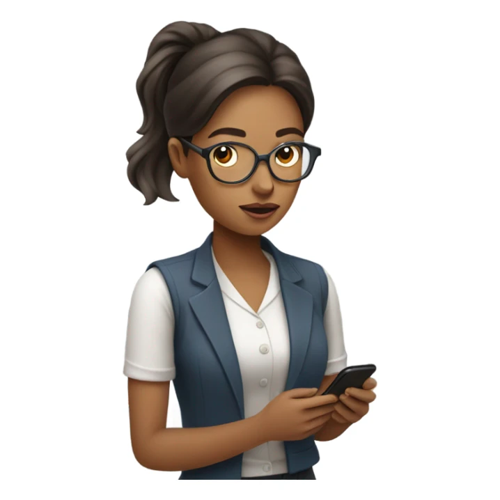 coach woman smartphone showing charts sticker