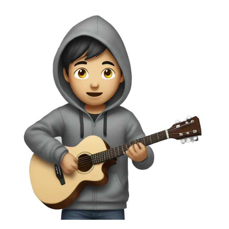 korean boy in grey hoodie jacket playing guitar  sticker