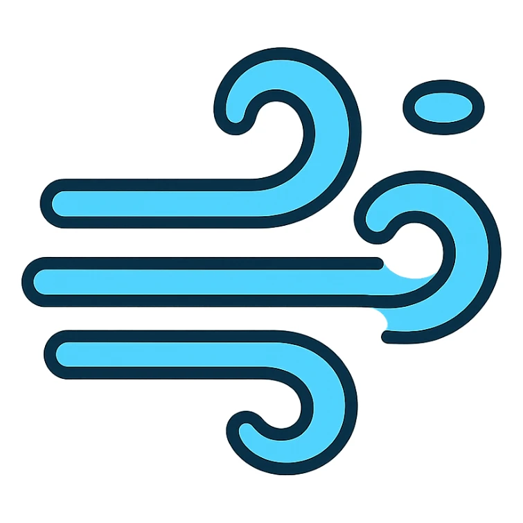 air emoji, floating lines, airy and transparent sticker