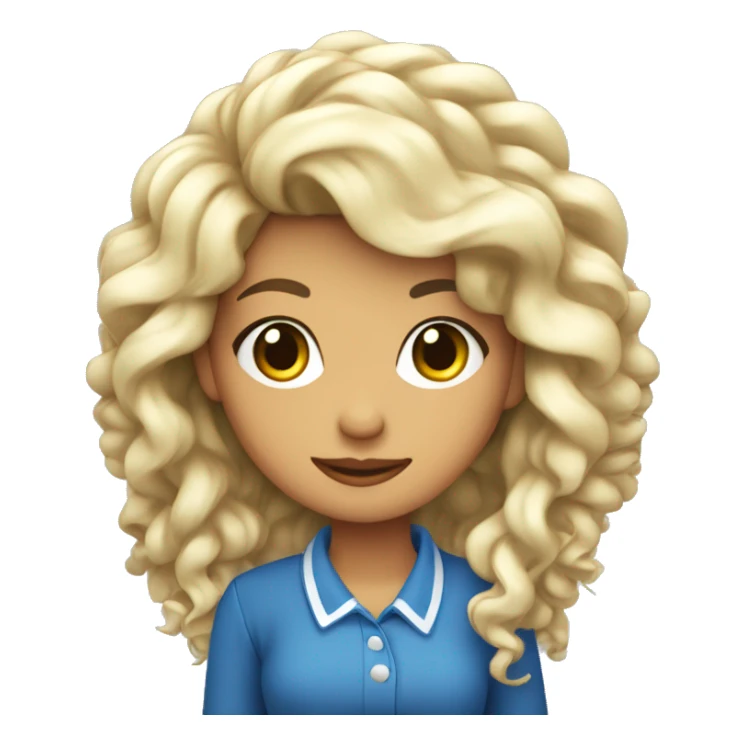 Chica con pelo rizado,blanca,ojos azules,un poco de pesca  sticker