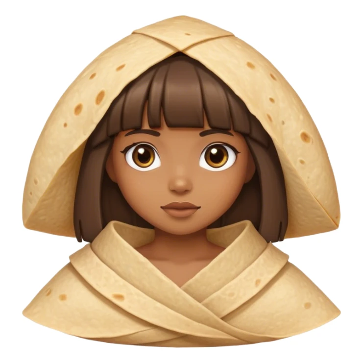 Tan girl with bangs wrapped in tortilla  sticker