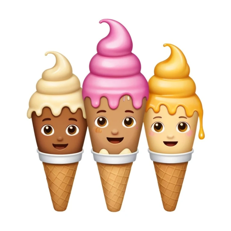 happy children with melting ice cream cones sticker