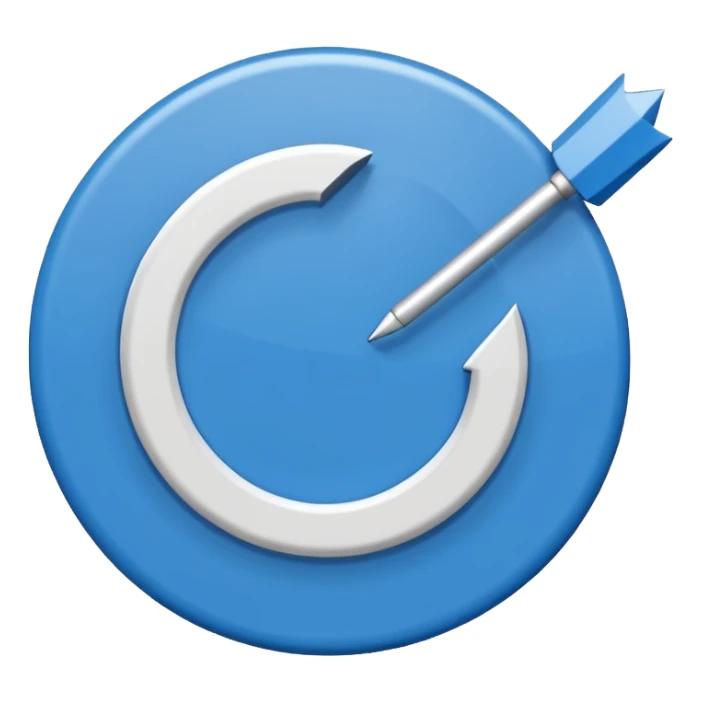 Circulo azul con una flechita adentro de color blanco sticker