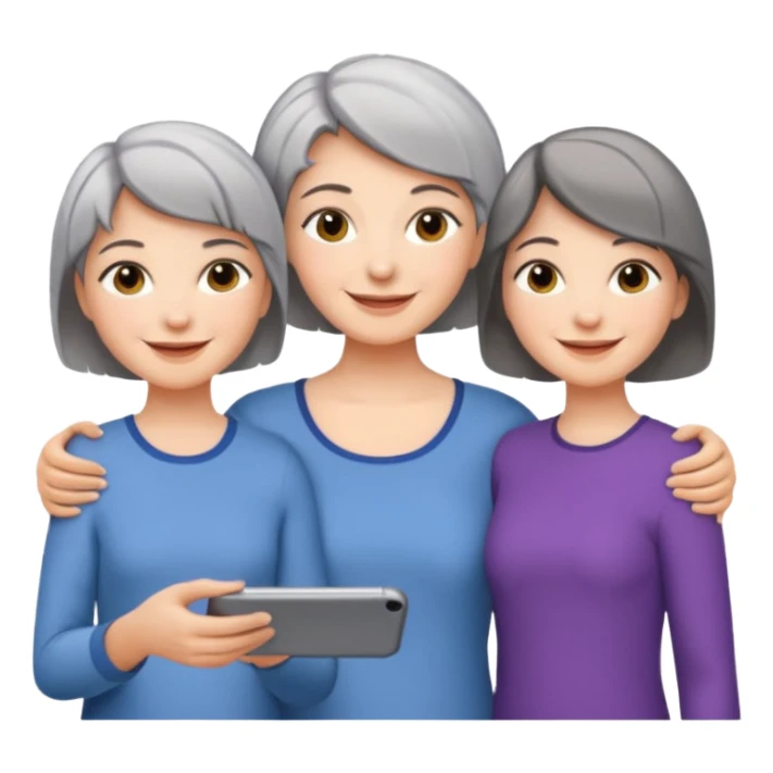 A mum with short Gray hair and her two adult daughters sticker