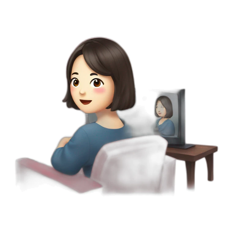Kim Min-jeong watching romantic television sticker