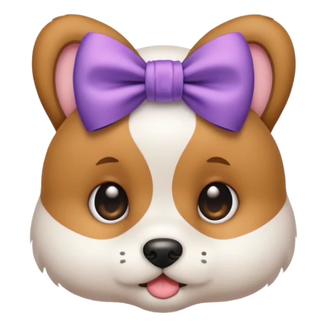 Puppy eyes emoji with a bow and super cuye sticker