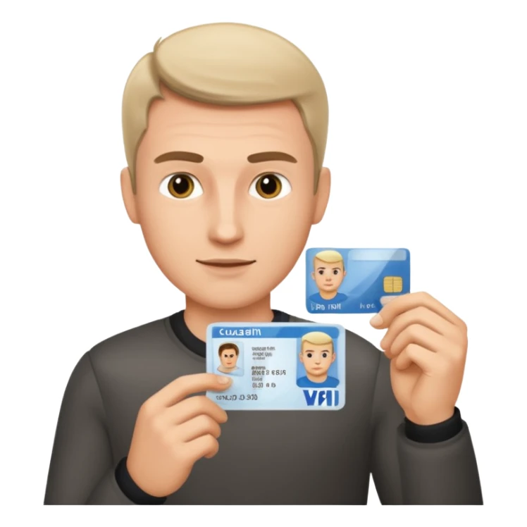 Scissors cutting man ID card in 2 parts.hyper realistic sticker