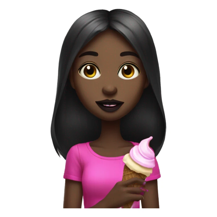black gothic girl eating hot pink ice cream sticker