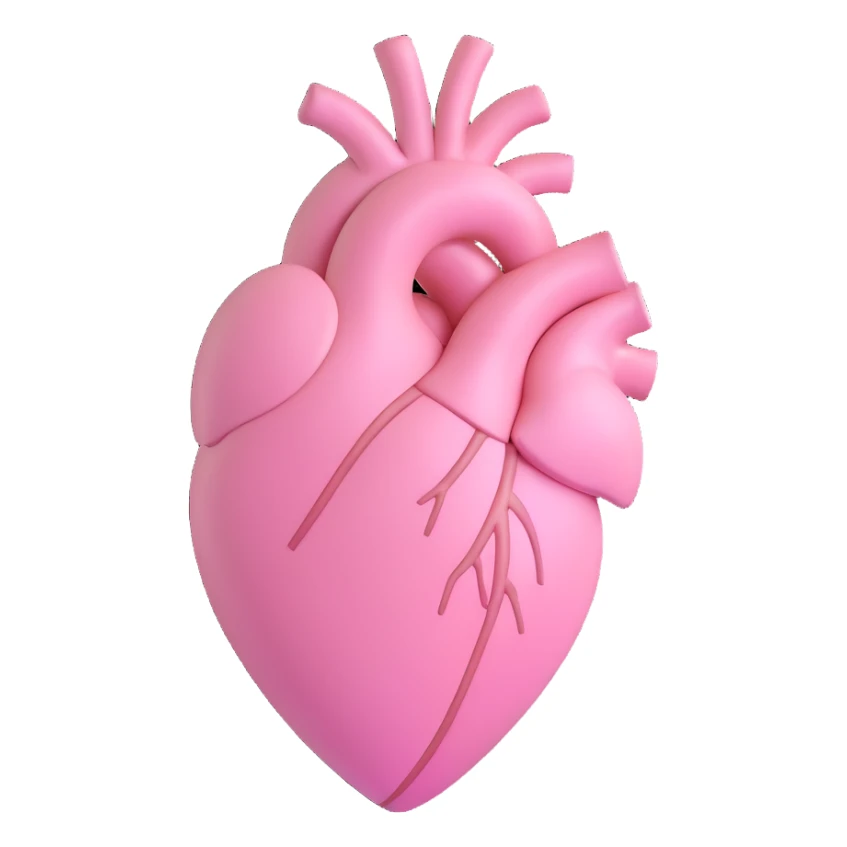 3D emoji style heart, pastel pink, soft and plush sticker