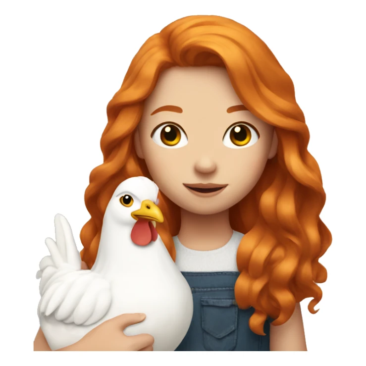 Ginger girl with Long hair and a white hen inside her Arms  sticker