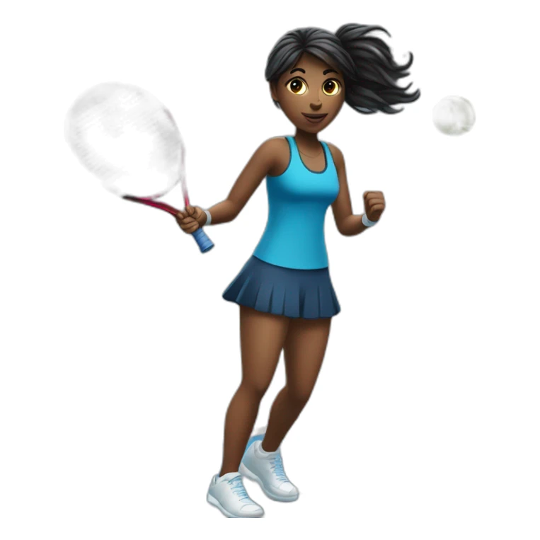 fille noir avec cheveux bleu qui joue au tennis sticker