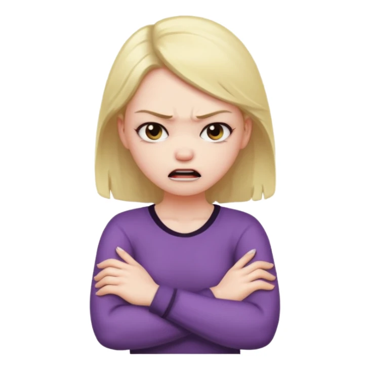 arms crossed holding neck angry girl sticker