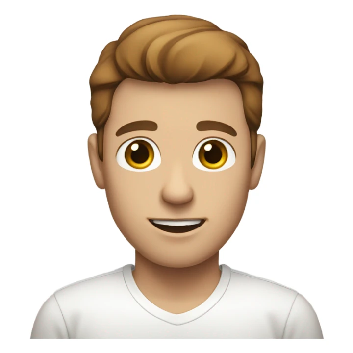 white guy with brown hair in white shirt  sticker