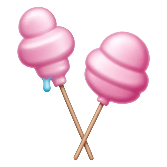 Glossy pink cotton candy on stick with shiny sugar crystals and reflective highlights sticker