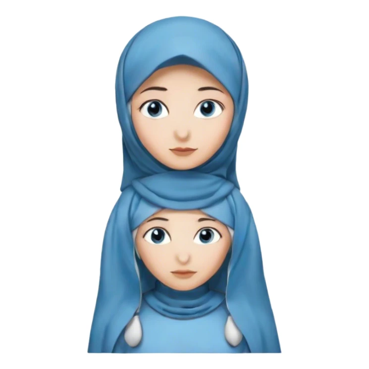 Turkish beautiful finish Konya girl blue eyes with hijab and long tail hearted design dress sticker